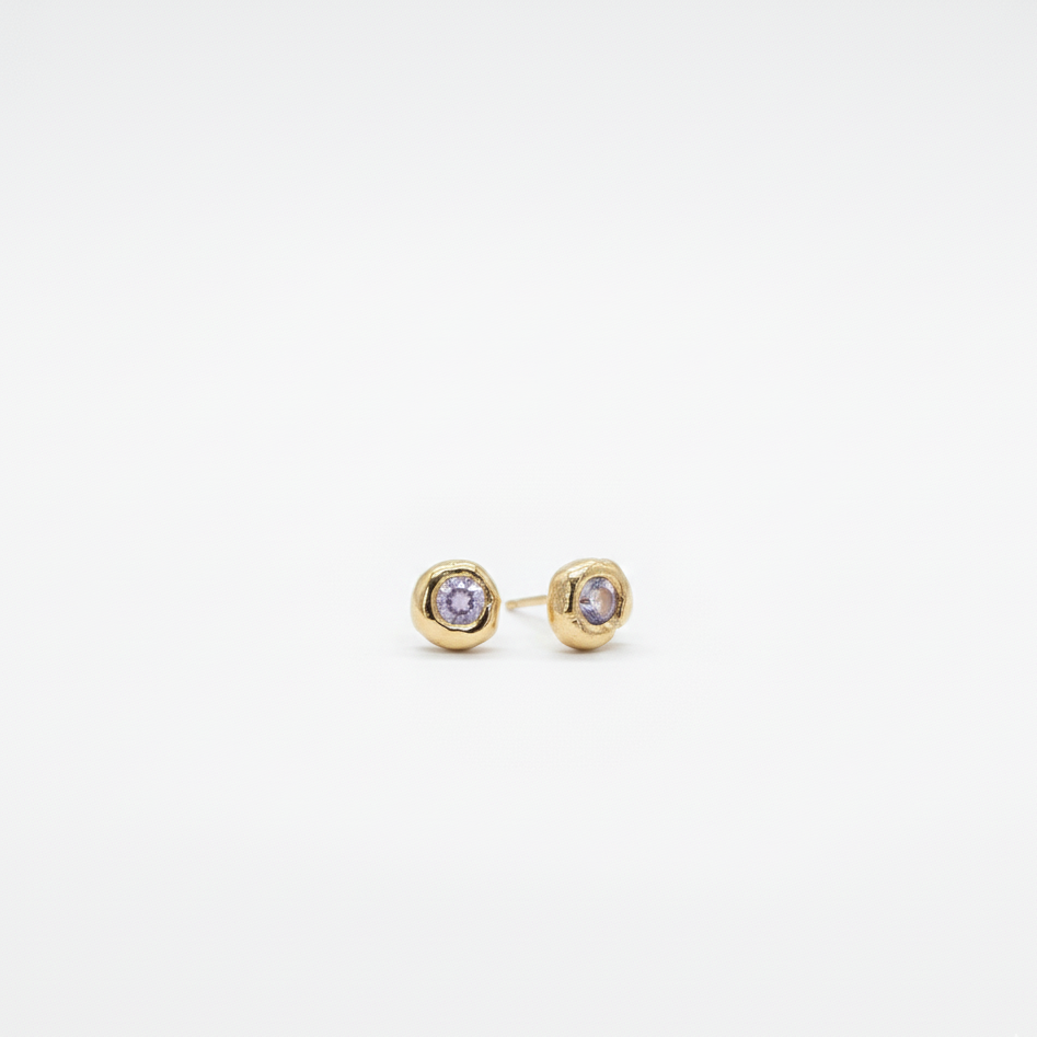 14K Gold TINY stone Earrings