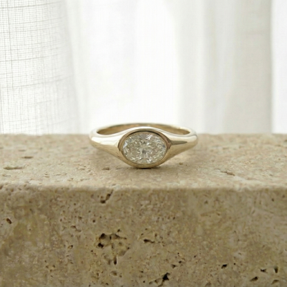 Thick Gold and Oval Diamond Ring