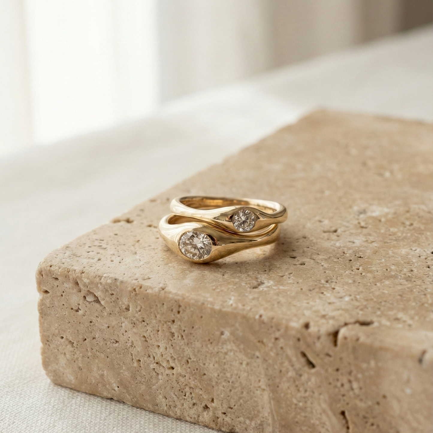 Thick Gold and Oval Diamond Ring