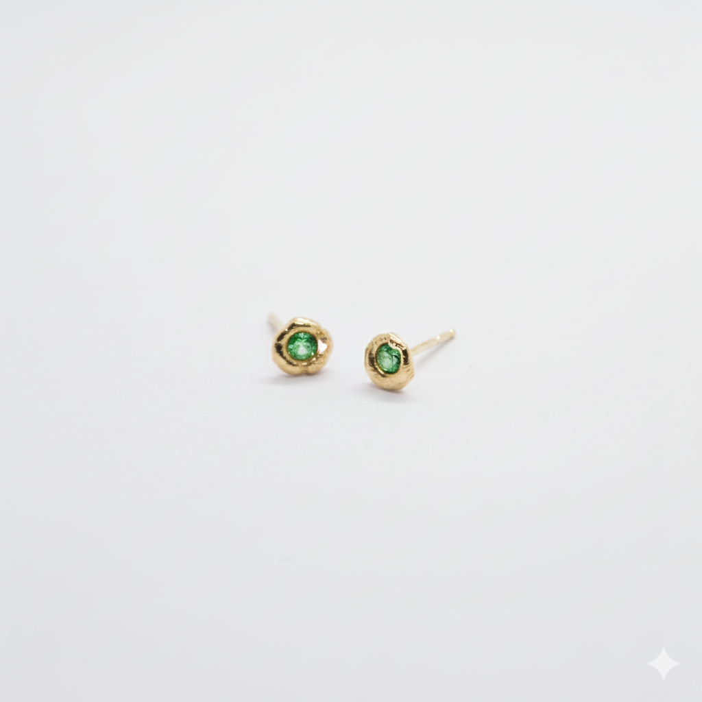 14K Gold TINY stone Earrings