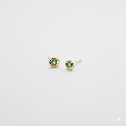 14K Gold TINY stone Earrings