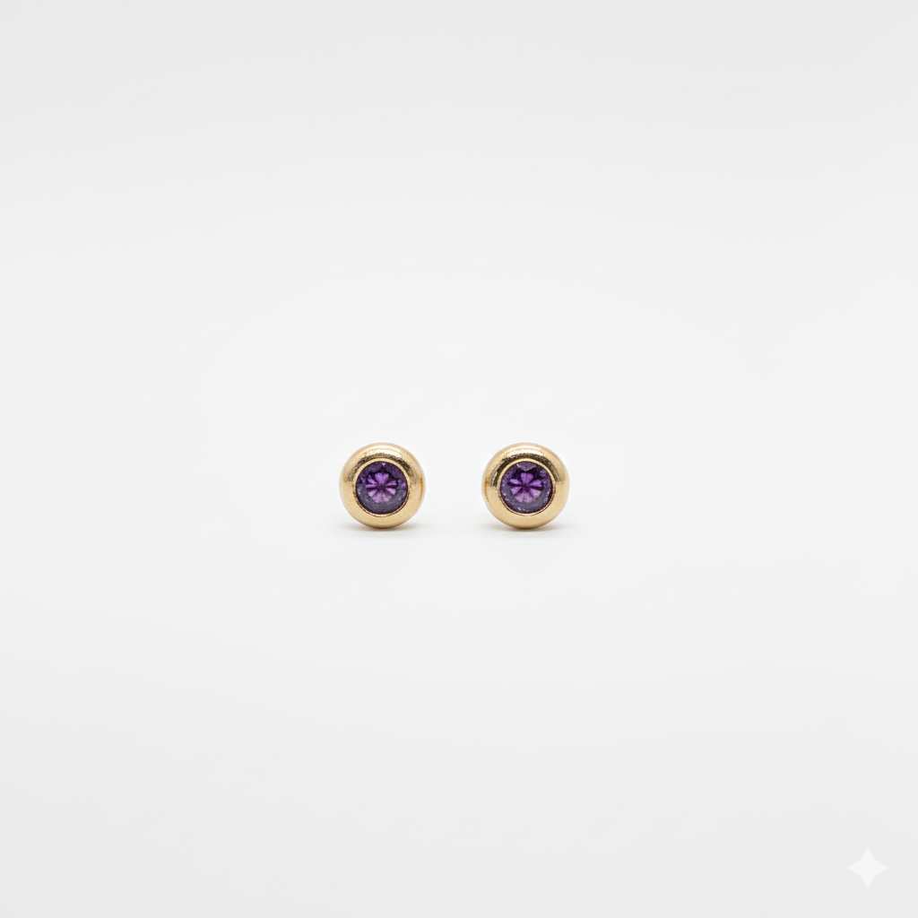 14K Gold TINY stone Earrings