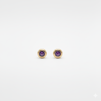 14K Gold TINY stone Earrings