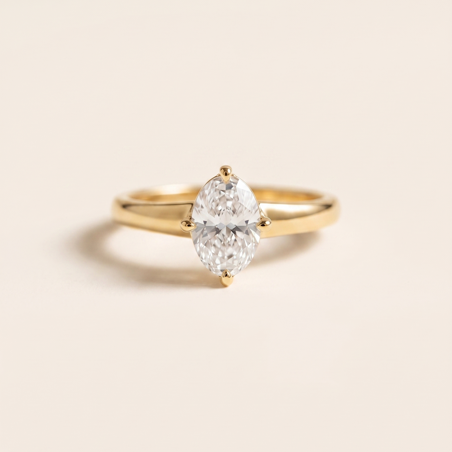 Oval Diamond and Gold Ring
