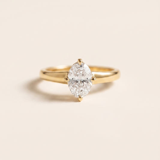 Oval Diamond and Gold Ring